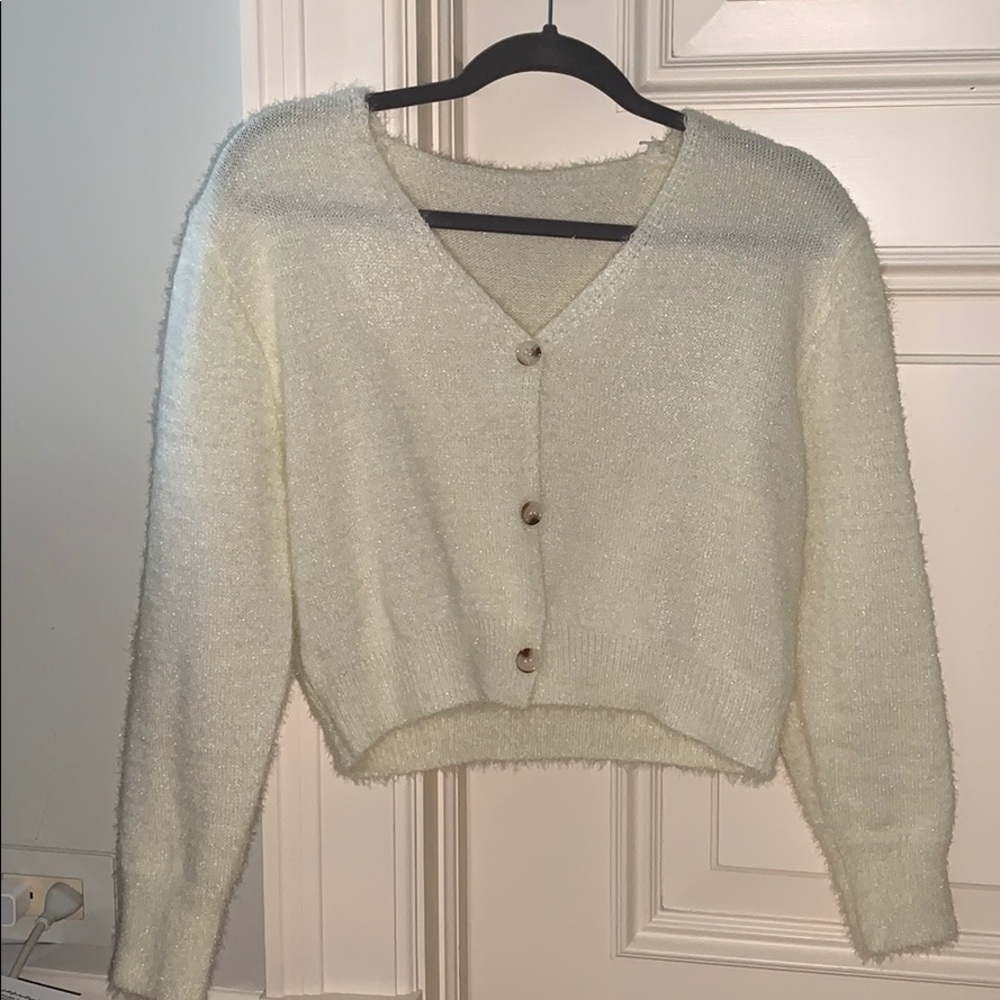 white cardigan sweater